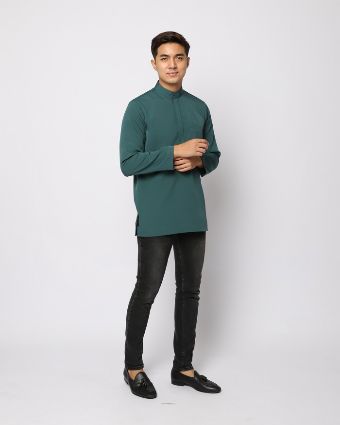 AUFMAN KURTA ZIP - ANTIQUE GREEN