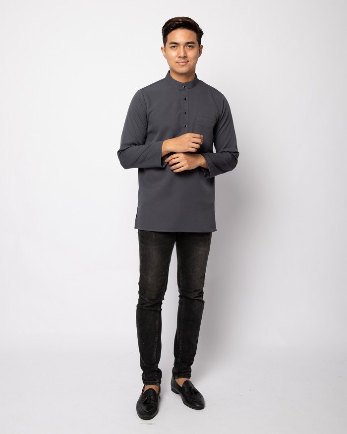 HELMICO KURTA BUTTON - DARK GREY