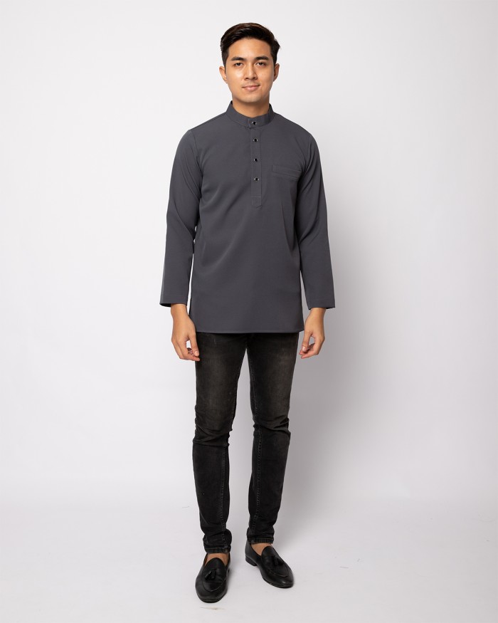 HELMICO KURTA BUTTON - DARK GREY