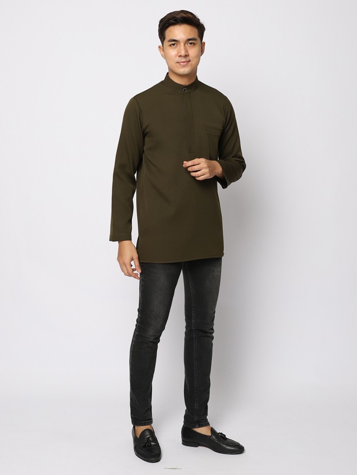 AUFMAN KURTA ZIP - DARK OLIVE