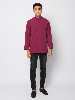 AUFMAN KURTA ZIP - BURGUNDY