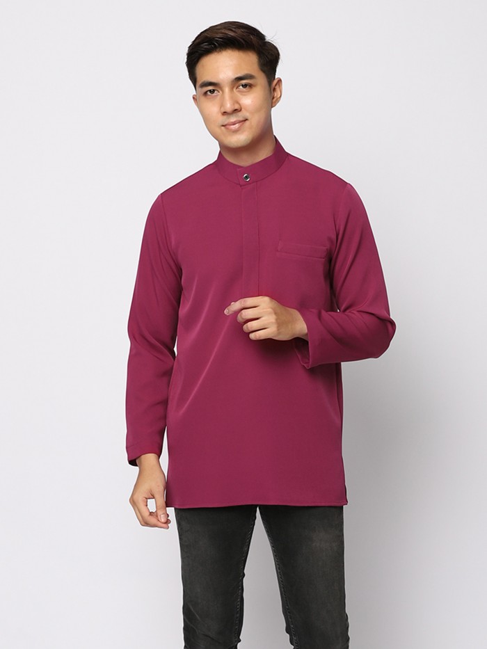 AUFMAN KURTA ZIP - BURGUNDY