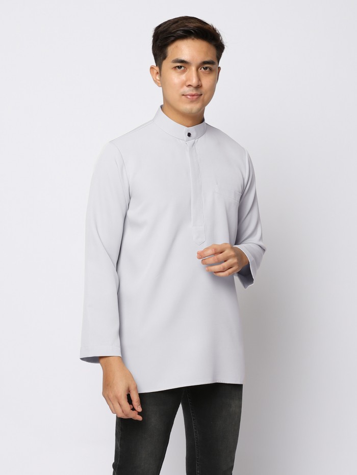 AUFMAN KURTA ZIP - SILVER GREY