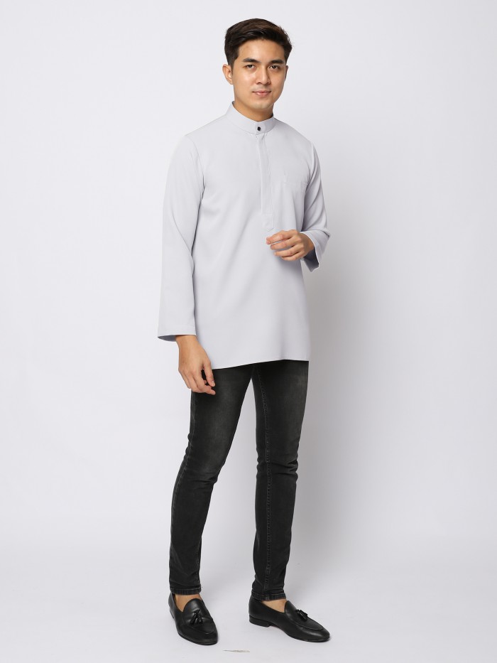 AUFMAN KURTA ZIP - SILVER GREY