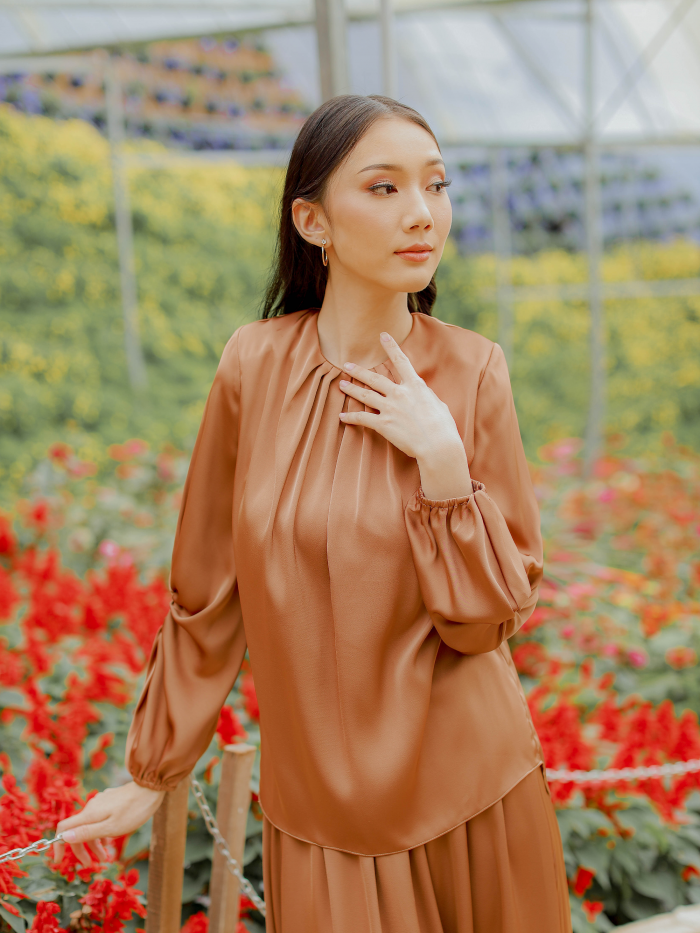 EVELYN DRESS - GOLDEN BROWN