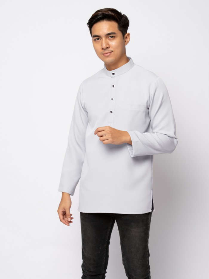 HELMICO KURTA BUTTON- SILVER GREY