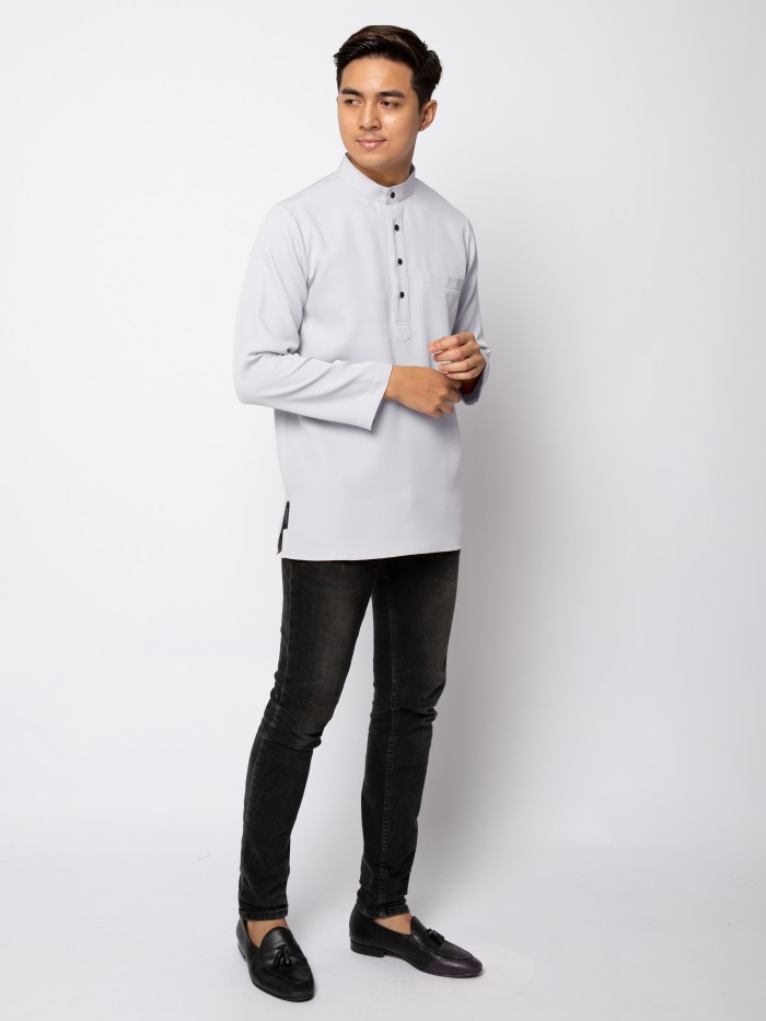 HELMICO KURTA BUTTON- SILVER GREY