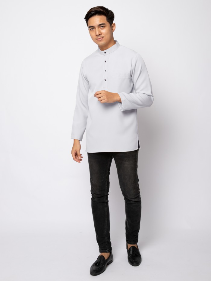 HELMICO KURTA BUTTON- SILVER GREY