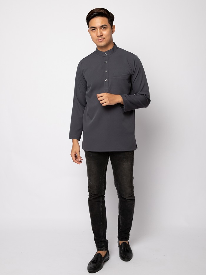 HELMICO KURTA BUTTON - DARK GREY