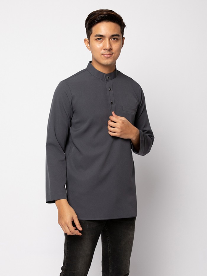 HELMICO KURTA BUTTON - DARK GREY