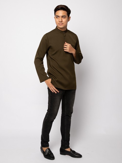 HELMICO KURTA BUTTON - DARK OLIVE