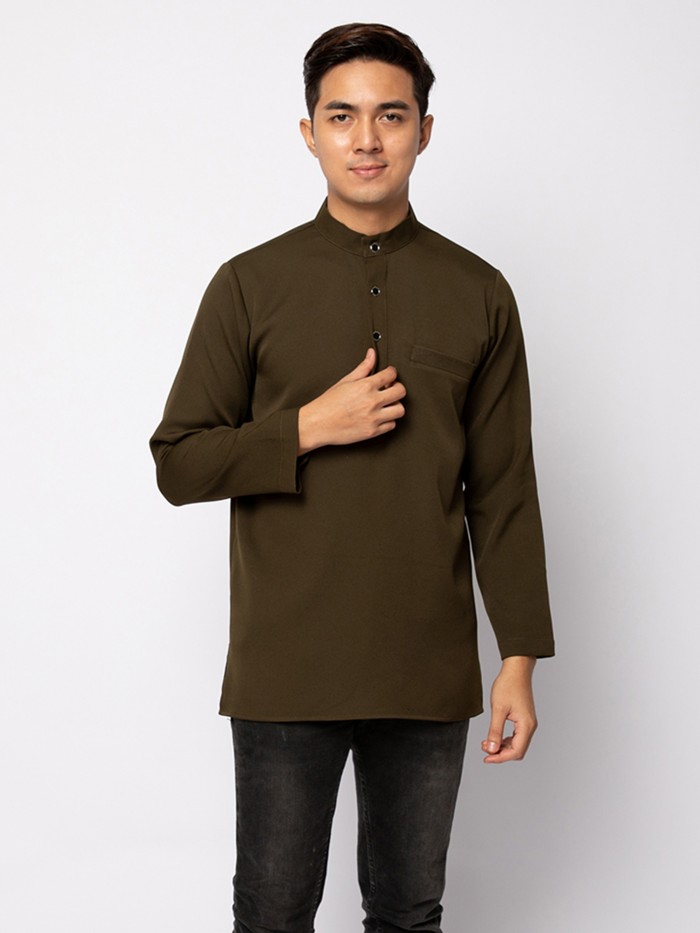 HELMICO KURTA BUTTON - DARK OLIVE