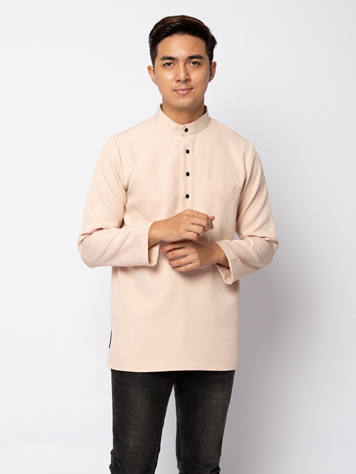 HELMICO KURTA BUTTON - NUDE CREAM