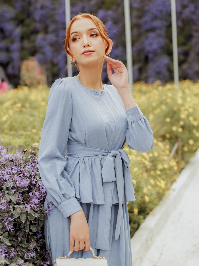 SASHA DRESS - DUSTY BLUE