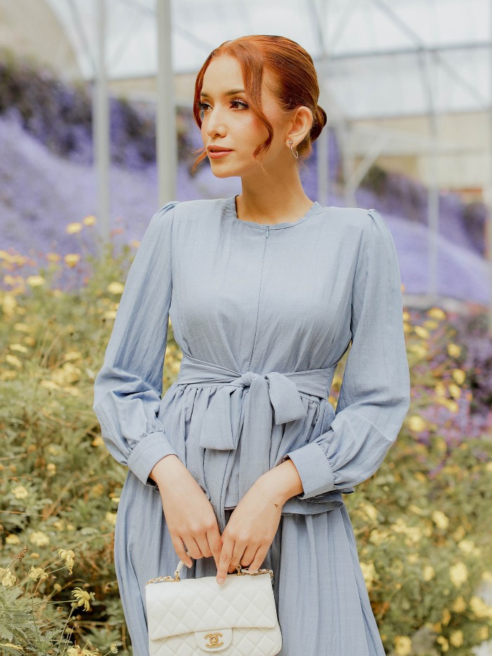 SASHA DRESS - DUSTY BLUE