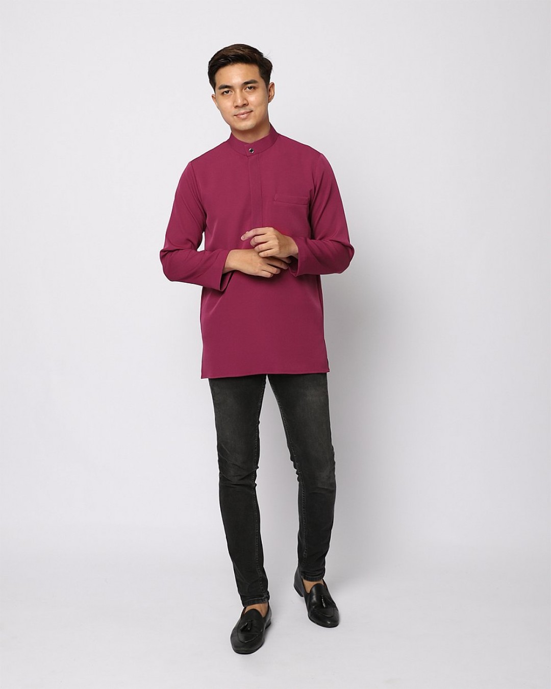 AUFMAN KURTA ZIP - BURGUNDY