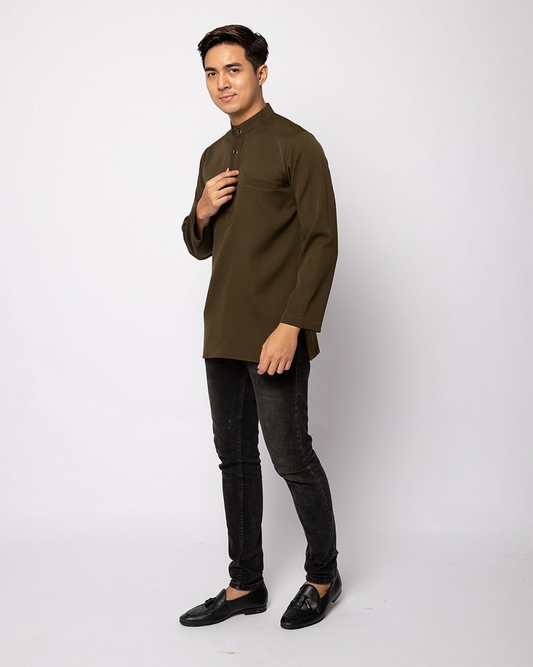 HELMICO KURTA BUTTON - DARK OLIVE