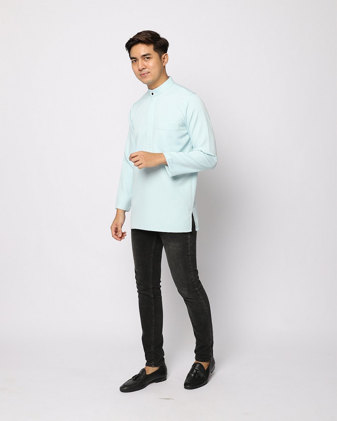 AUFMAN KURTA ZIP - PALE TURQUOISE