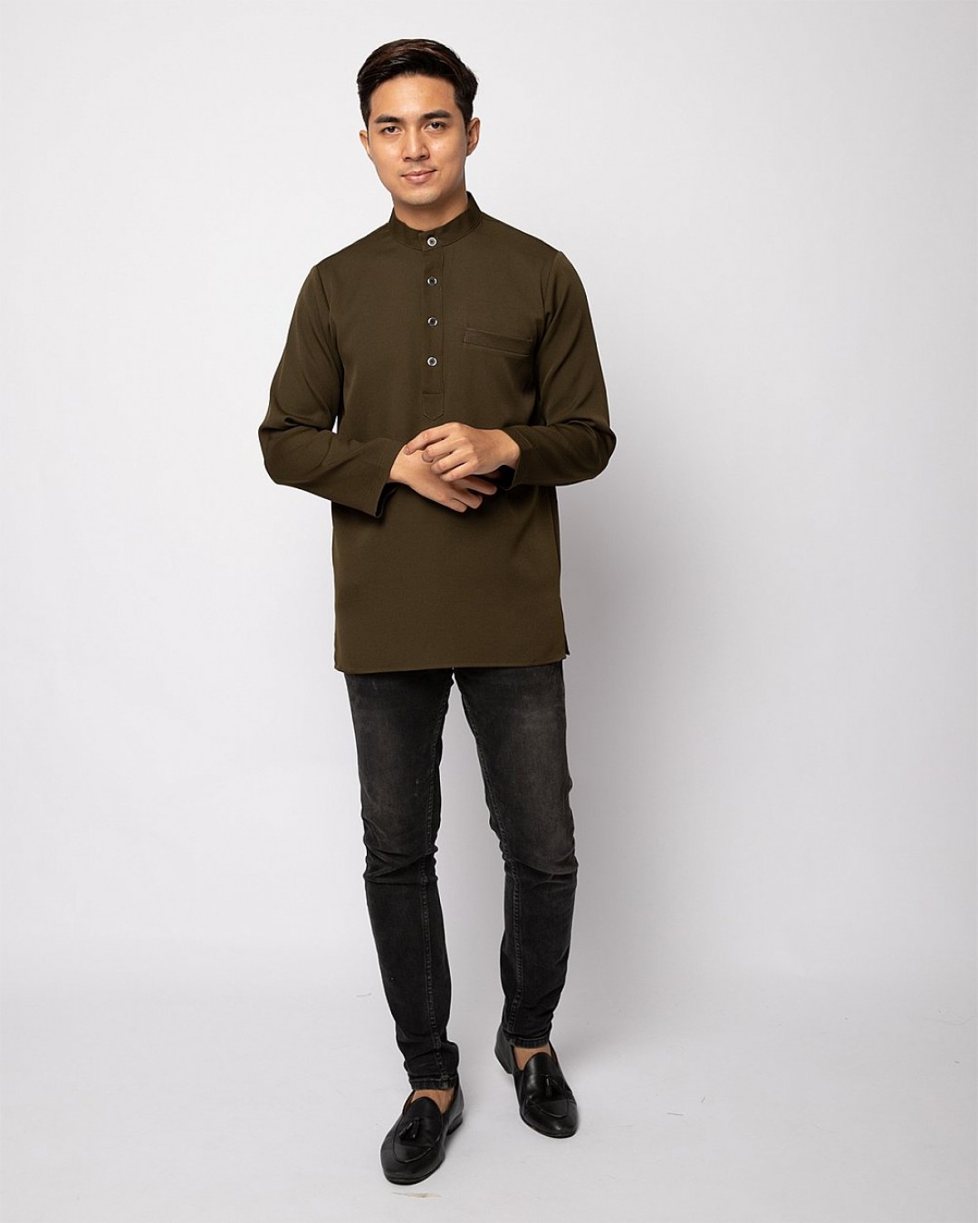 HELMICO KURTA BUTTON - DARK OLIVE