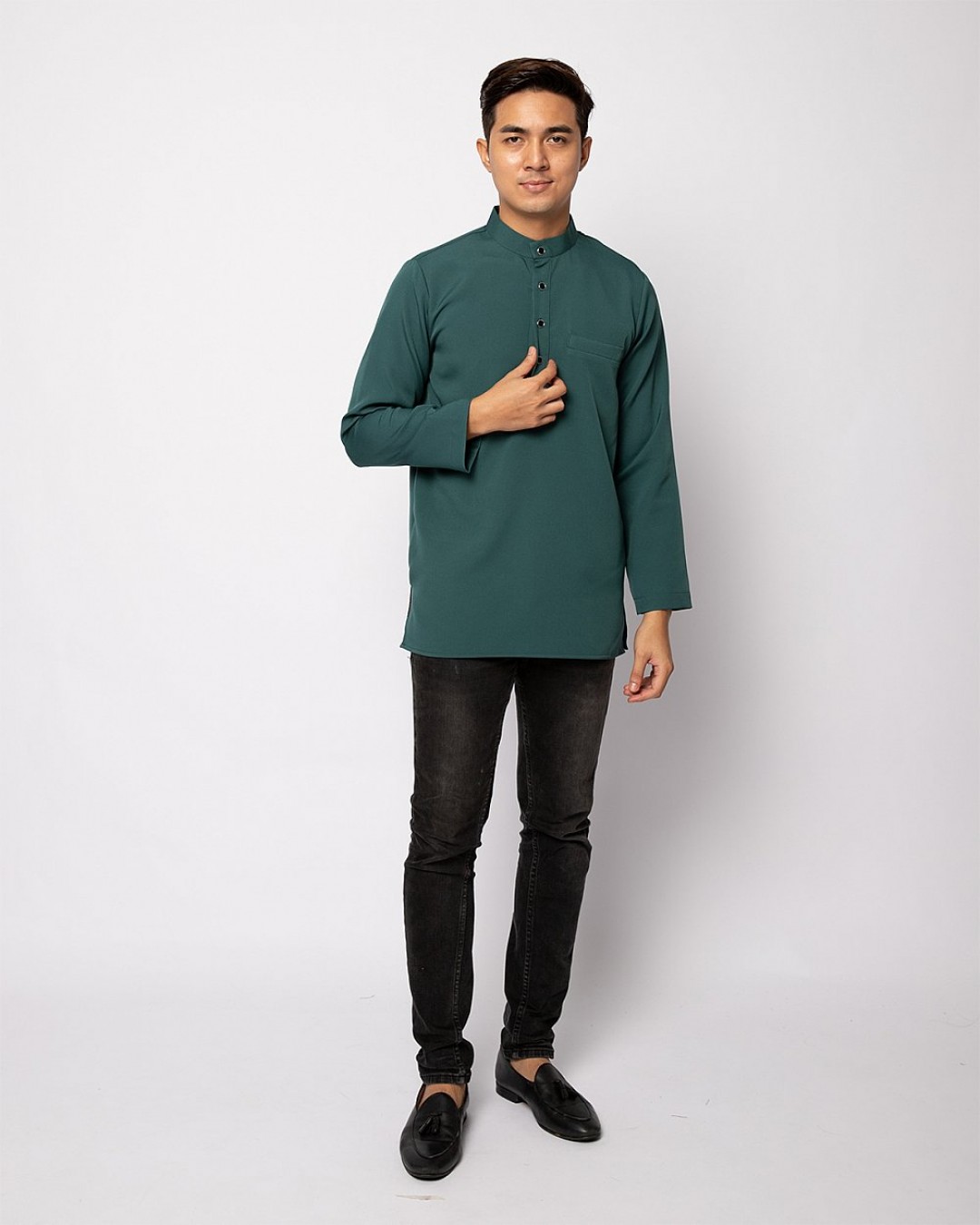 HELMICO KURTA BUTTON - ANTIQUE GREEN