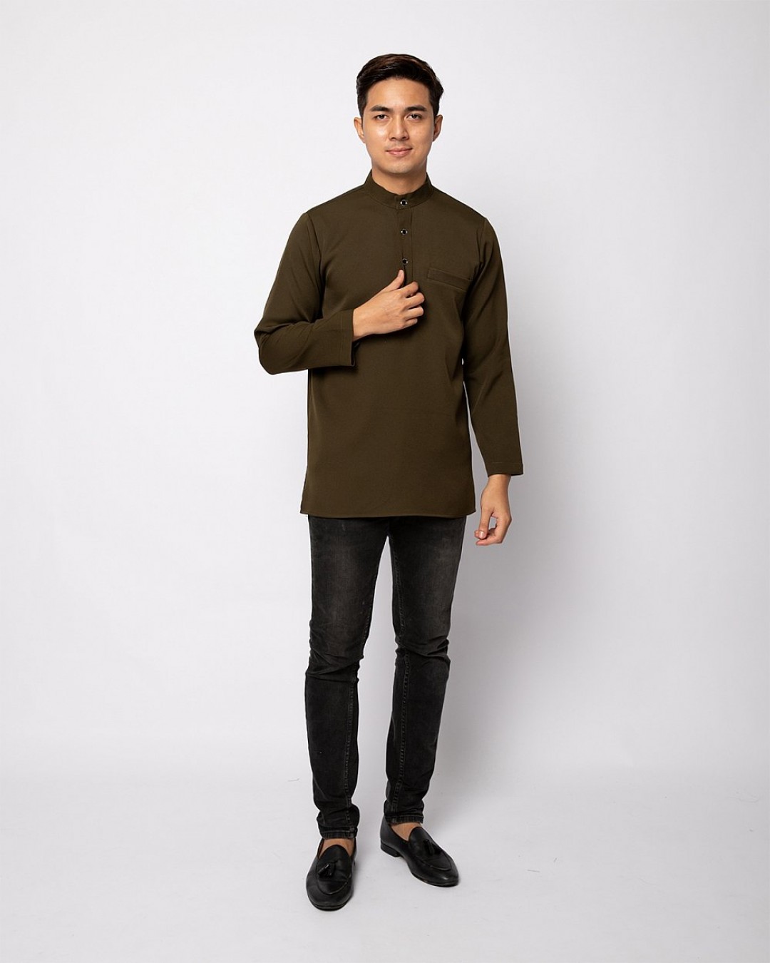 HELMICO KURTA BUTTON - DARK OLIVE