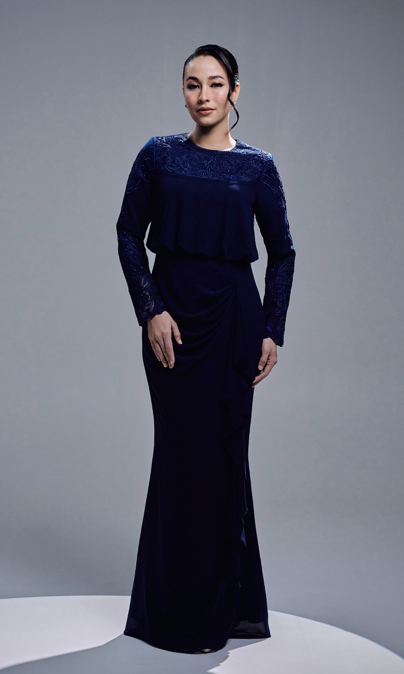 ALEESA DRESS - NAVY