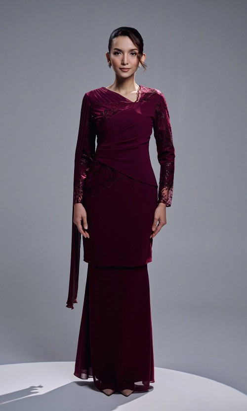 VERIANA KURUNG - BURGUNDY