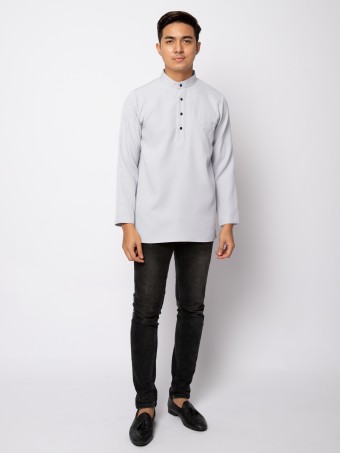 HELMICO KURTA BUTTON- SILVER GREY