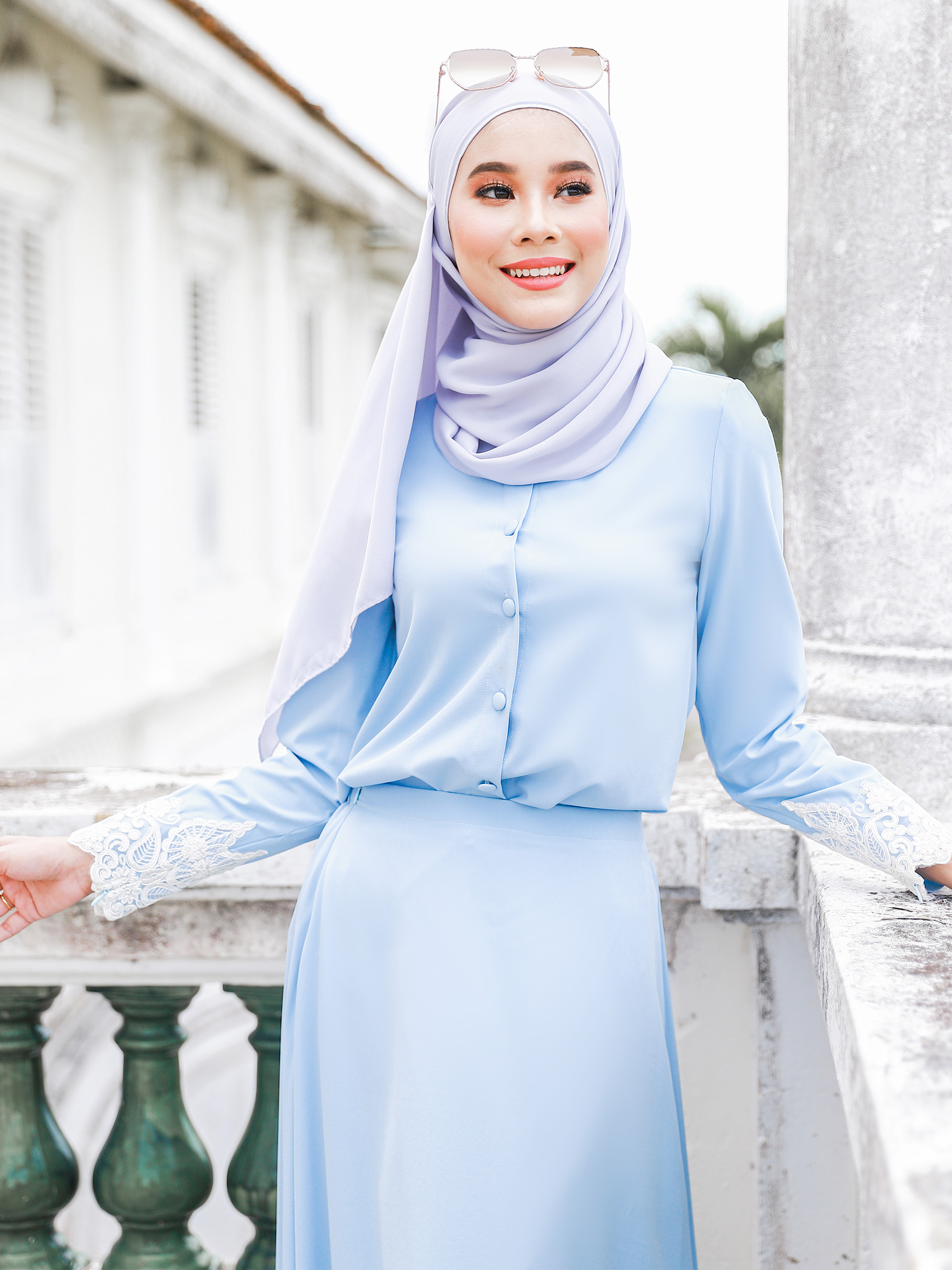 Baby blue dresses hijab sales