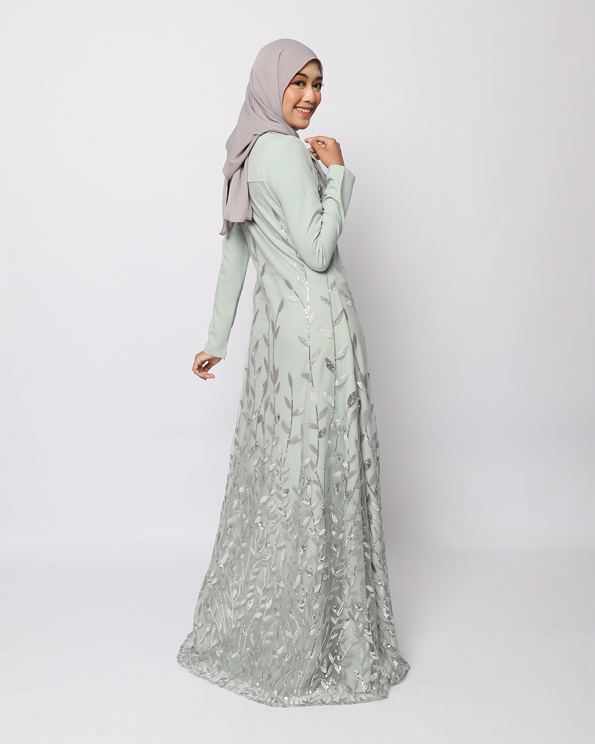 jubah olive green