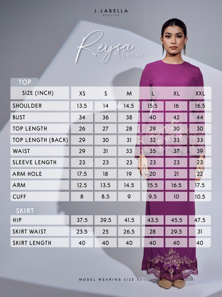 Ukuran Risha J.Labella Atelier | Ready Made Designer Contemporary Kurung & Dresses ...
