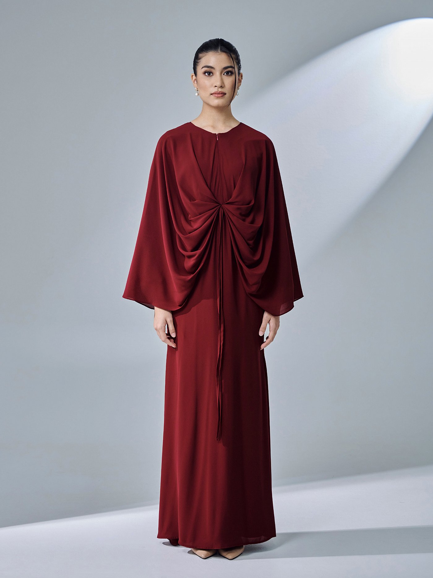 burgundy dress malaysia Miss Circle Women's Fatima Burgundy Crystal Sleeveless Corset Mermaid Maxi Dress main image 1