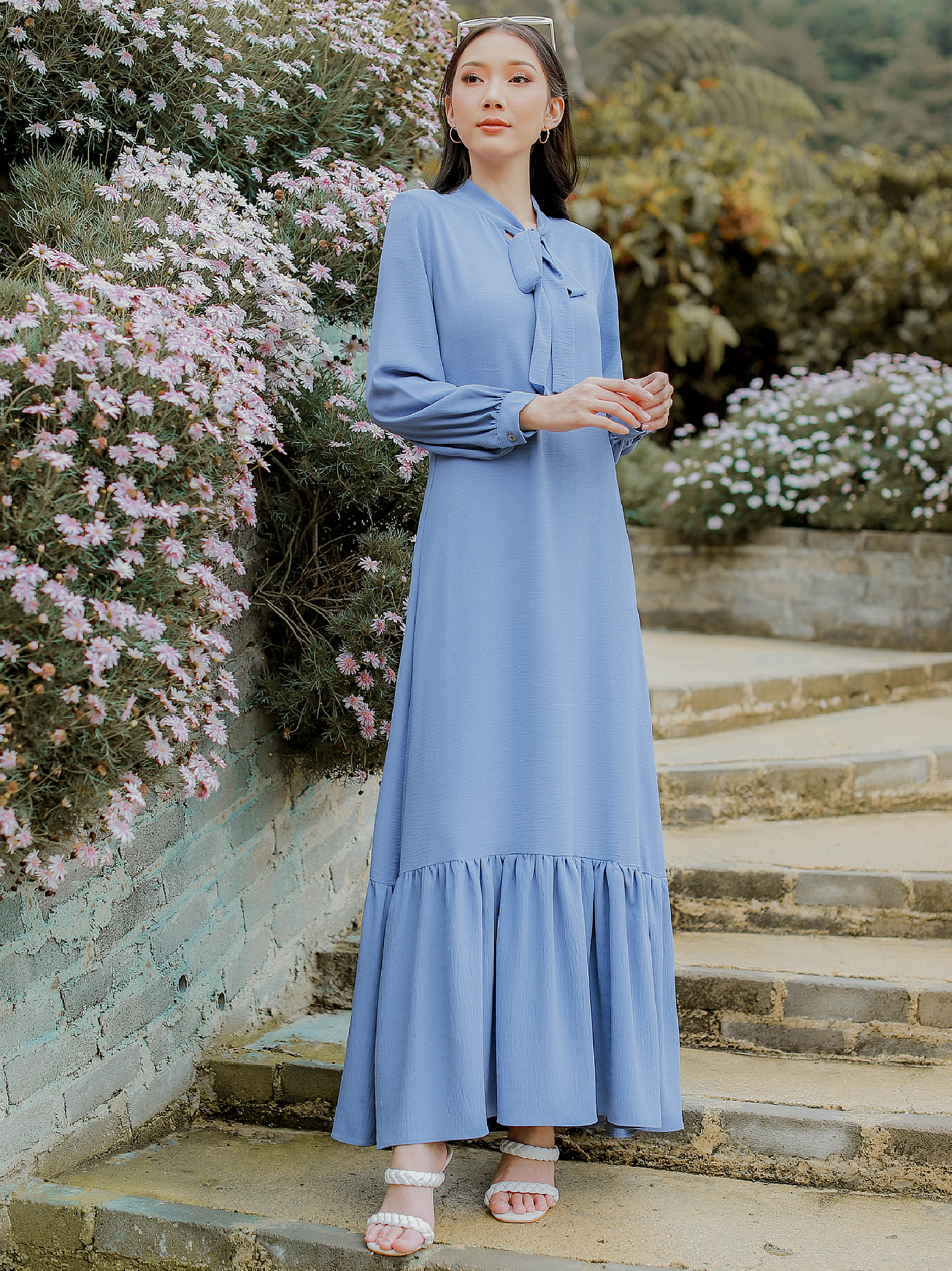 ash blue dress Girls' Ash Blue Lace Eyelet Dress