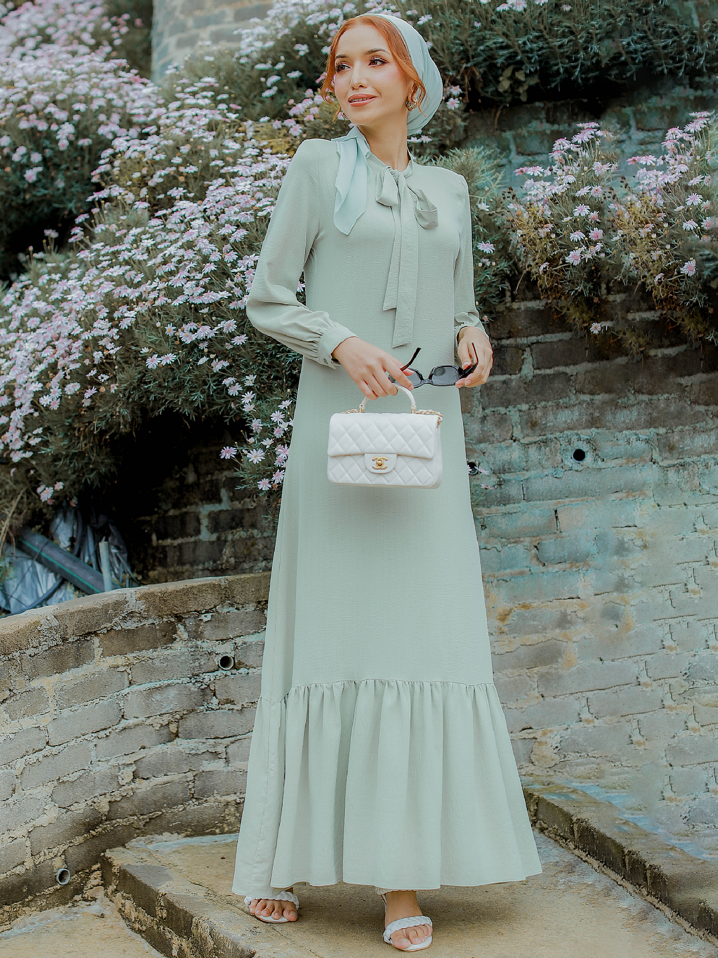 J.Labella Atelier | Ready Made Designer Contemporary Kurung & Dresses &  Jubah. | THEME COLOR SAGE GREEN & GEORGIAN GREEN VELISAA DRESS - DUSTY GREEN